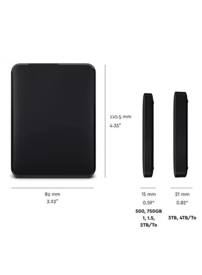 حافظة القرص الصلب الخارجي، وحدة تخزين أساسية من ويسترن ديجيتال إليمنتس - USB 3.0، أسود - Image 4